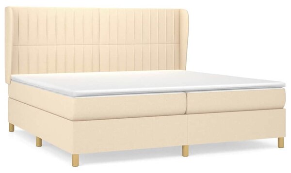 Box spring postel s matrací krémová 200x200 cm textil 3128714