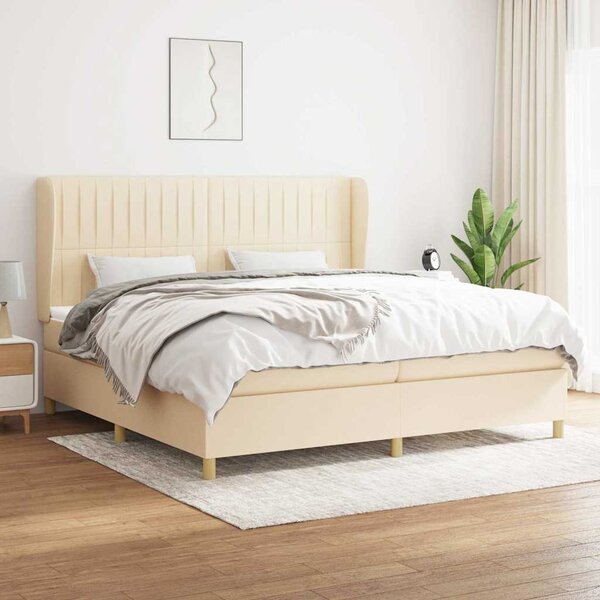 Box spring postel s matrací krémová 200x200 cm textil 3128714