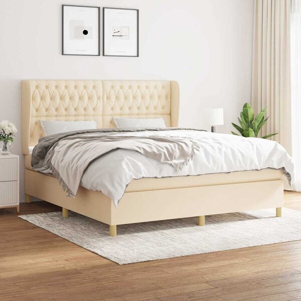 Box spring postel s matrací krémová 180x200 cm textil 3128786