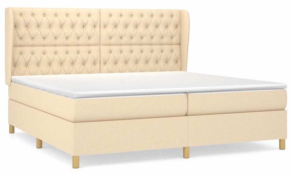 Box spring postel s matrací krémová 200x200 cm textil 3128794