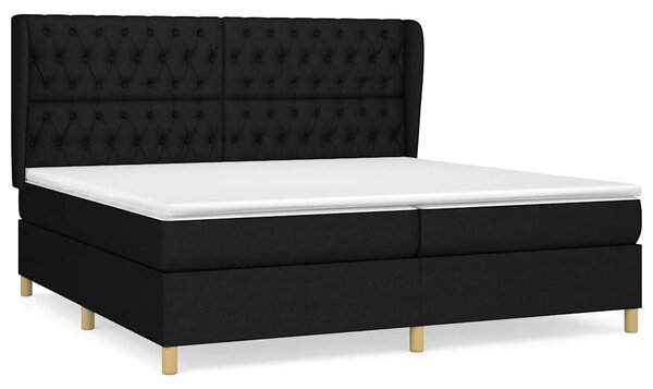 Box spring postel s matrací černá 200x200 cm textil 3128791