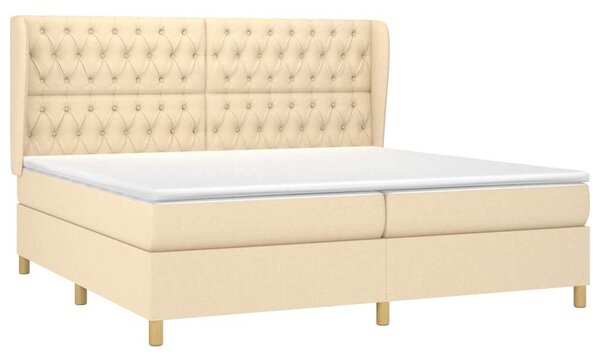 Box spring postel s matrací krémová 200x200 cm textil 3128794