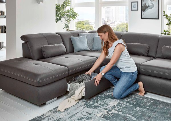 ROHOVÁ SEDAČKA, textil, tmavě šedá Beldomo Speed - Sedací soupravy