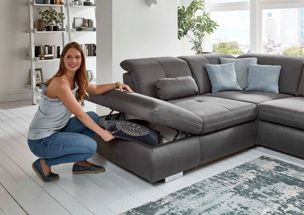 ROHOVÁ SEDAČKA, textil, tmavě šedá Beldomo Speed - Sedací soupravy
