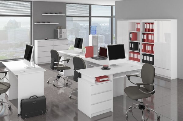 Ak furniture Knihovna Star 60 cm bílý mat/bílý lesk