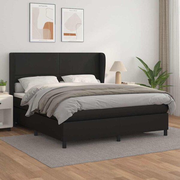 Box spring postel s matrací černá 160x200 cm umělá kůže 3128919