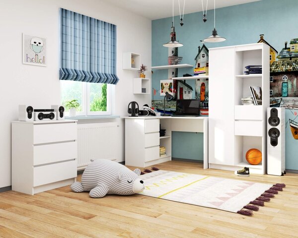 Ak furniture Rohový psací stůl B16 124 cm bílý levý
