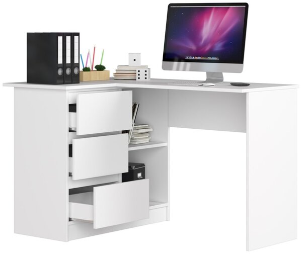 Ak furniture Rohový psací stůl B16 124 cm bílý levý