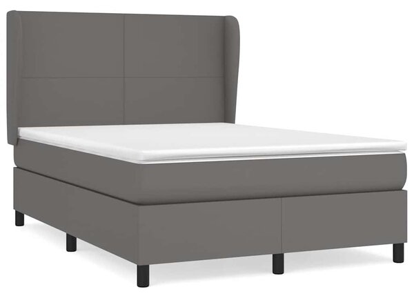 Box spring postel s matrací šedá 140x200 cm umělá kůže 3128917