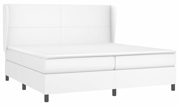 Box spring postel s matrací bílá 200x200 cm umělá kůže 3128932