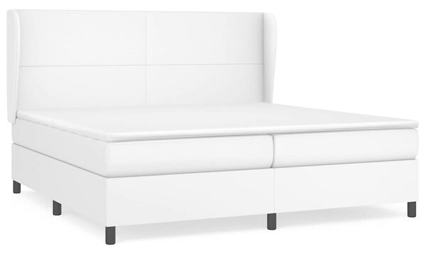 Box spring postel s matrací bílá 200x200 cm umělá kůže 3128932