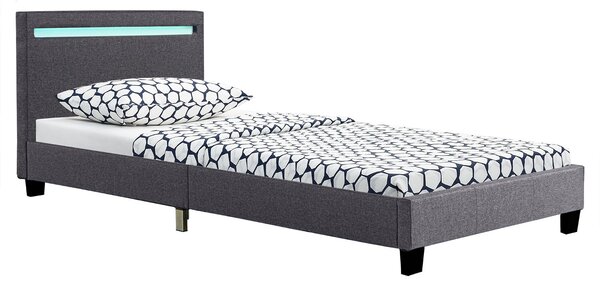 Eshopist Čalouněná postel Verona 90 x 200 cm s LED osvětlením v tmavošedé barvě