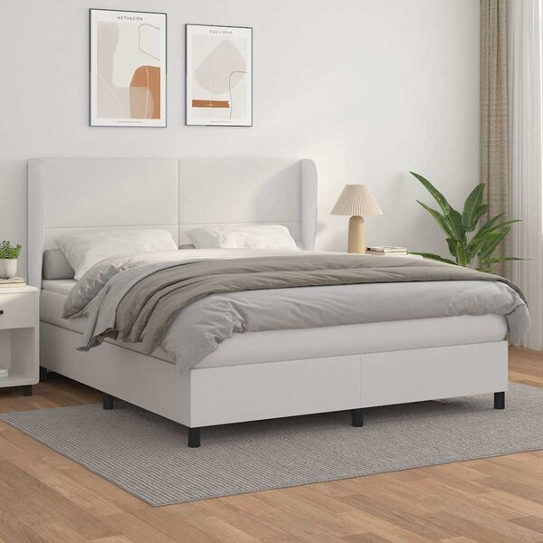 Box spring postel s matrací bílá 160x200 cm umělá kůže 3128920