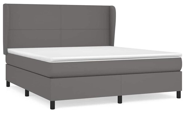 Box spring postel s matrací šedá 160x200 cm umělá kůže 3128923