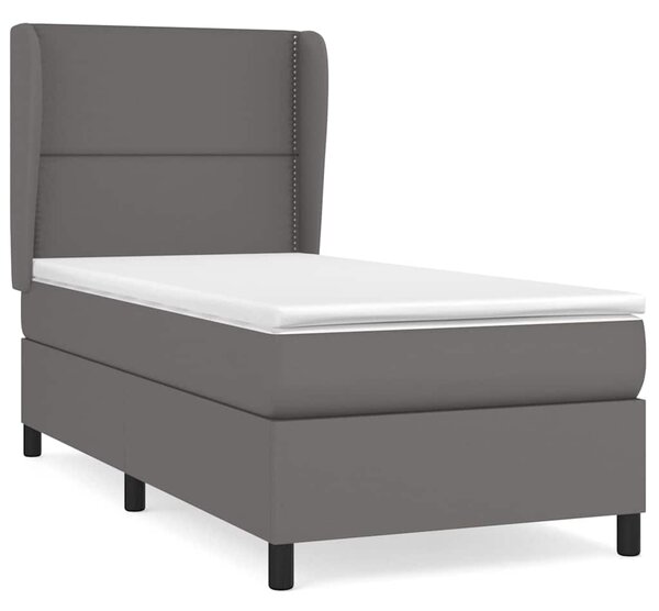 Box spring postel s matrací šedá 100x200 cm umělá kůže 3128959
