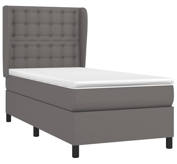 Box spring postel s matrací šedá 90x190 cm umělá kůže 3129007