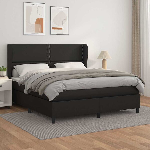 Box spring postel s matrací černá 180x200 cm umělá kůže 3128985