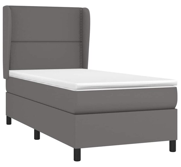 Box spring postel s matrací šedá 100x200 cm umělá kůže 3128959