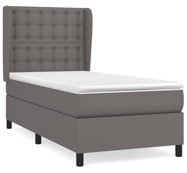 Box spring postel s matrací šedá 90x190 cm umělá kůže 3129007