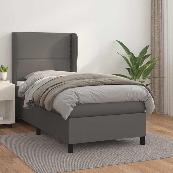 Box spring postel s matrací šedá 100x200 cm umělá kůže 3128959
