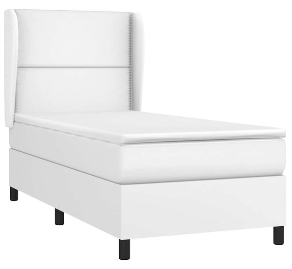 Box spring postel s matrací bílá 100x200 cm umělá kůže 3128956