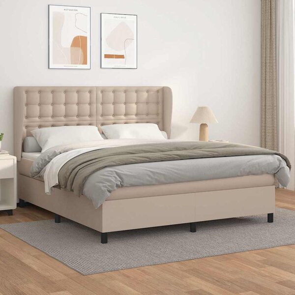 Box spring postel s matrací cappuccino 160x200 cm umělá kůže 3129044