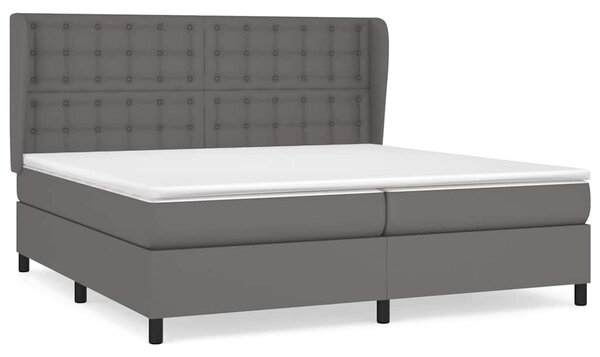 Box spring postel s matrací šedá 200x200 cm umělá kůže 3129055