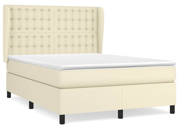 Box spring postel s matrací krémová 140x190 cm umělá kůže 3129029