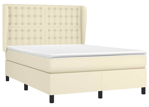 Box spring postel s matrací krémová 140x190 cm umělá kůže 3129029