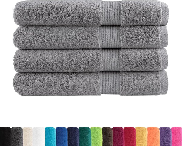 Prémiové ručníky SOLUND 4 ks šedé 100x200 cm 600 g/m²
