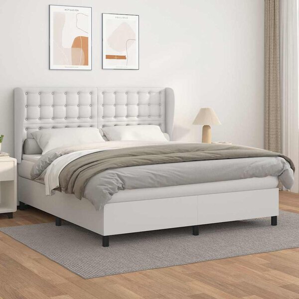 Box spring postel s matrací bílá 160x200 cm umělá kůže 3129040