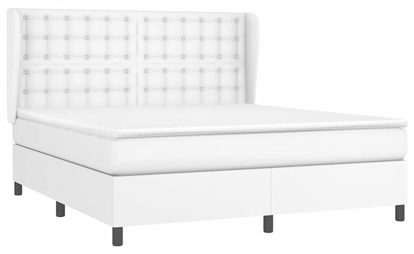 Box spring postel s matrací bílá 160x200 cm umělá kůže 3129040