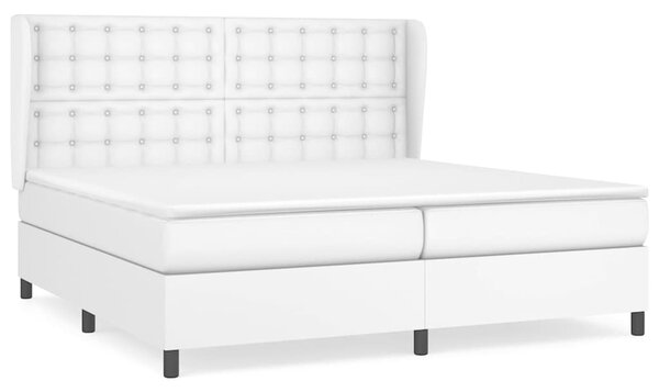 Box spring postel s matrací bílá 200x200 cm umělá kůže 3129052