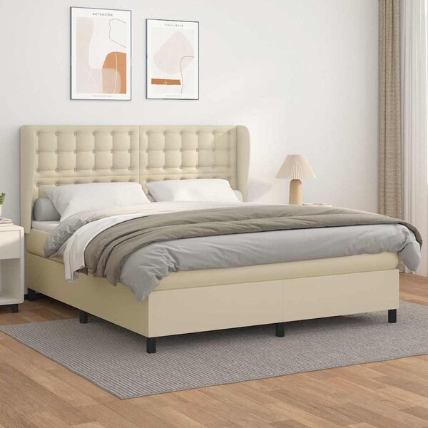 Box spring postel s matrací krémová 160x200 cm umělá kůže 3129041