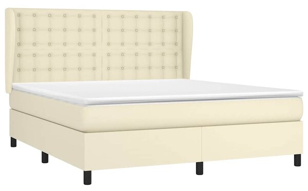 Box spring postel s matrací krémová 160x200 cm umělá kůže 3129041