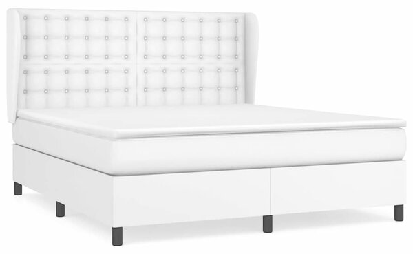 Box spring postel s matrací bílá 160x200 cm umělá kůže 3129040