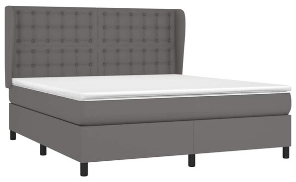 Box spring postel s matrací šedá 160x200 cm umělá kůže 3129043