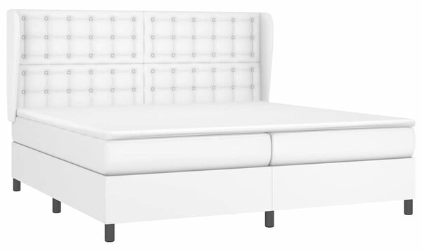 Box spring postel s matrací bílá 200x200 cm umělá kůže 3129052