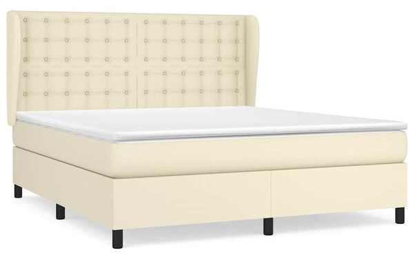 Box spring postel s matrací krémová 160x200 cm umělá kůže 3129041