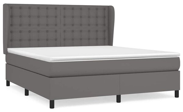 Box spring postel s matrací šedá 160x200 cm umělá kůže 3129043