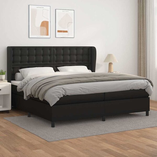 Box spring postel s matrací černá 200x200 cm umělá kůže 3129051
