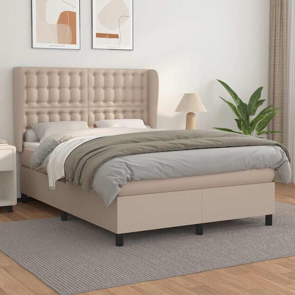 Box spring postel s matrací cappuccino 140x200 cm umělá kůže 3129038