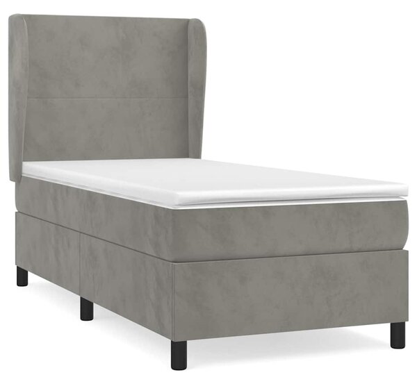 Box spring postel s matrací světle šedá 80 x 200 cm samet 3129057