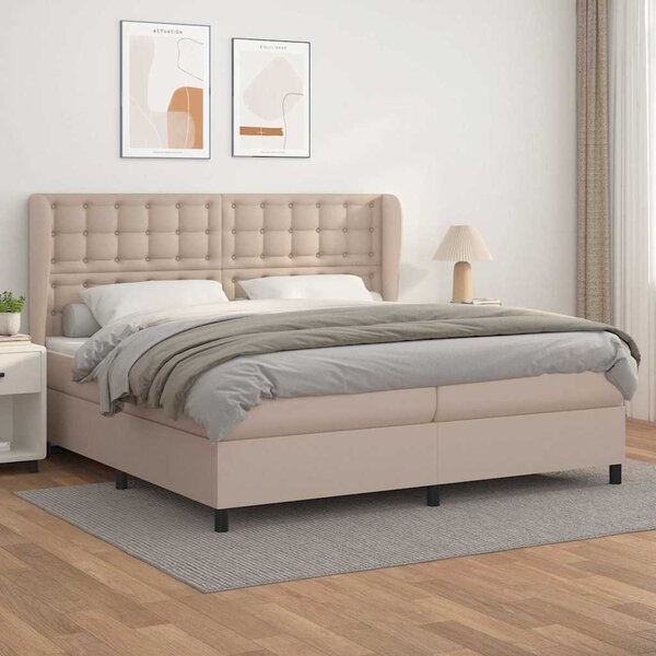 Box spring postel s matrací cappuccino 200 x 200 cm umělá kůže 3129056