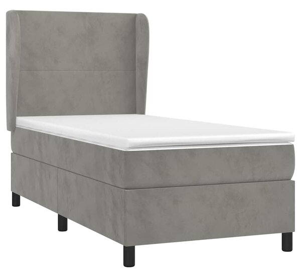 Box spring postel s matrací světle šedá 80 x 200 cm samet 3129057
