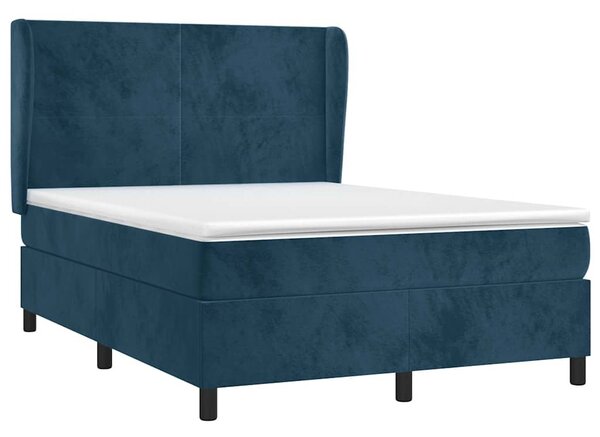 Box spring postel s matrací tmavě modrá 140x190 cm samet 3129091
