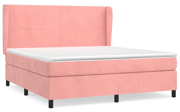 Box spring postel s matrací růžová 160x200 cm samet 3129104