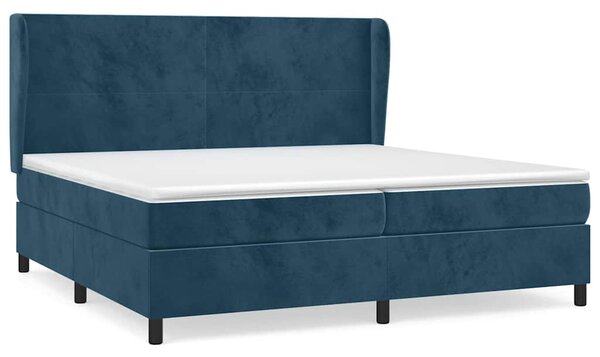 Box spring postel s matrací tmavě modrá 200x200 cm samet 3129115
