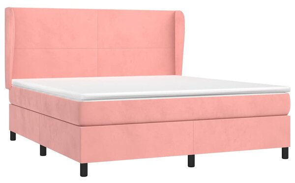 Box spring postel s matrací růžová 160x200 cm samet 3129104