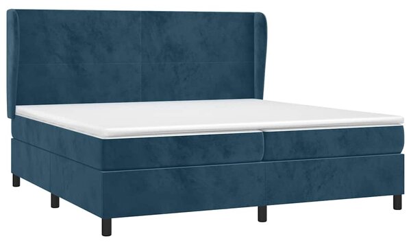 Box spring postel s matrací tmavě modrá 200x200 cm samet 3129115